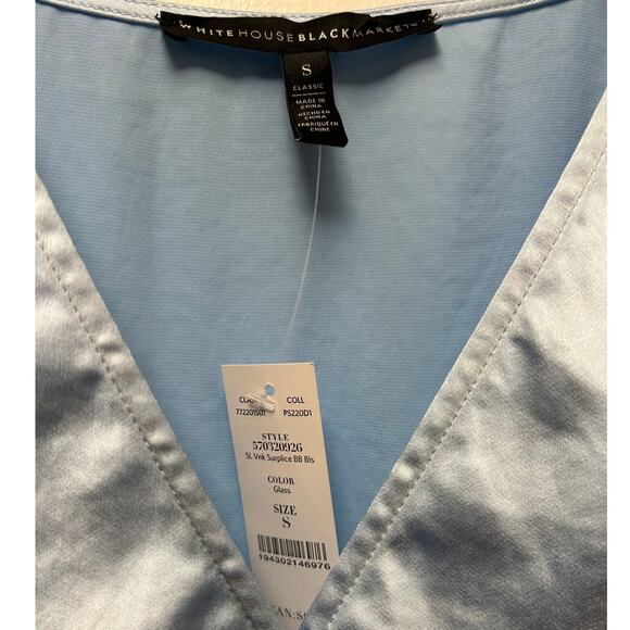 NWT White House Black Market Sleeveless VNeck Surplice Smocked Blouse, Size S - Picture 3 of 4